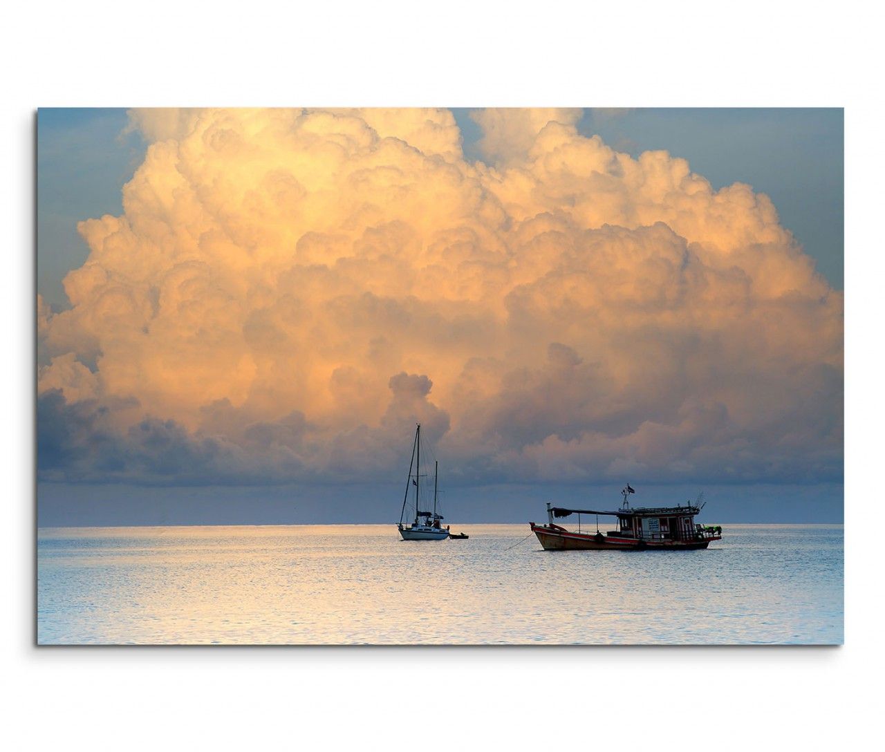 120x80cm Wandbild Thailand Meer Boote Wolken