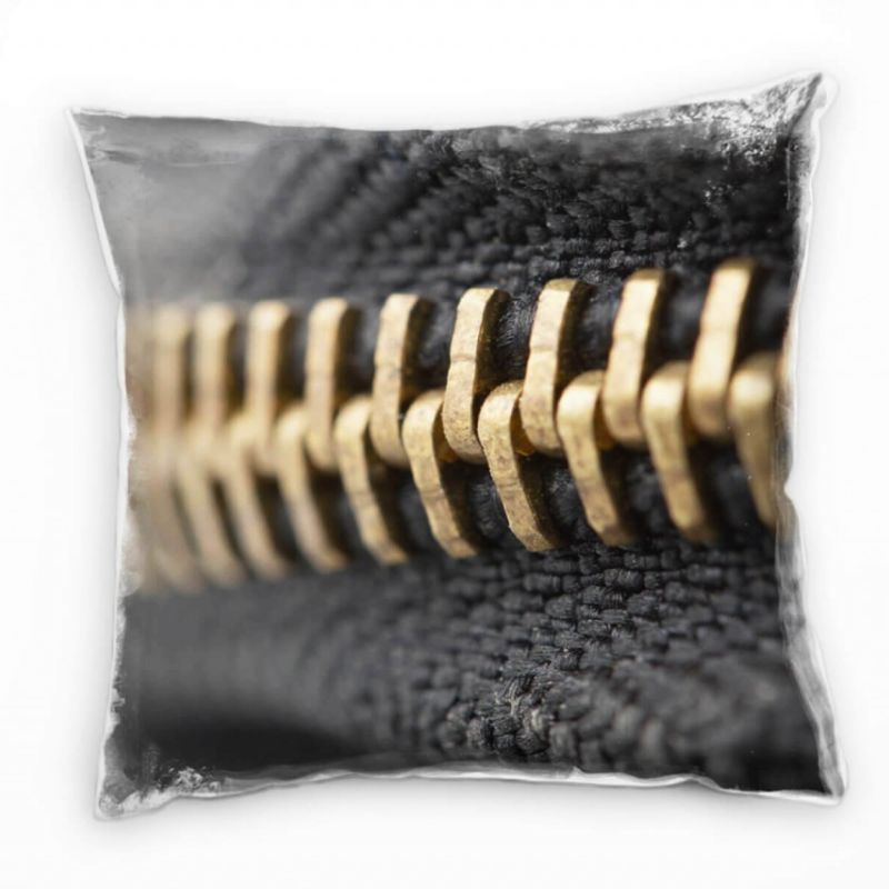 Macro, gold, schwarz, Reißverschluss Deko Kissen 40x40cm für Couch Sofa Lounge Zierkissen