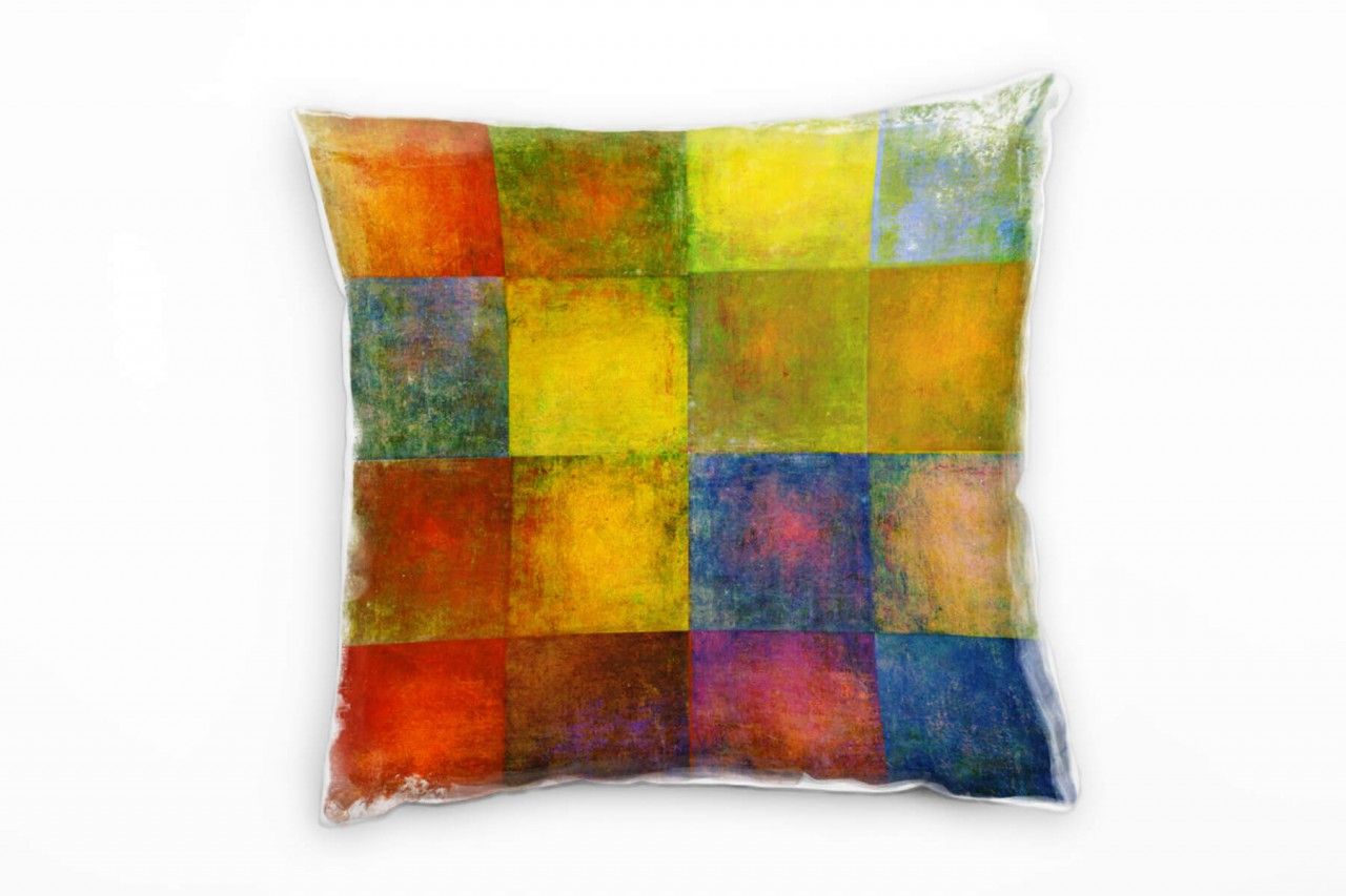 Abstrakt, bunt, quadratisch, gemalt Deko Kissen 40x40cm für Couch Sofa Lounge Zierkissen