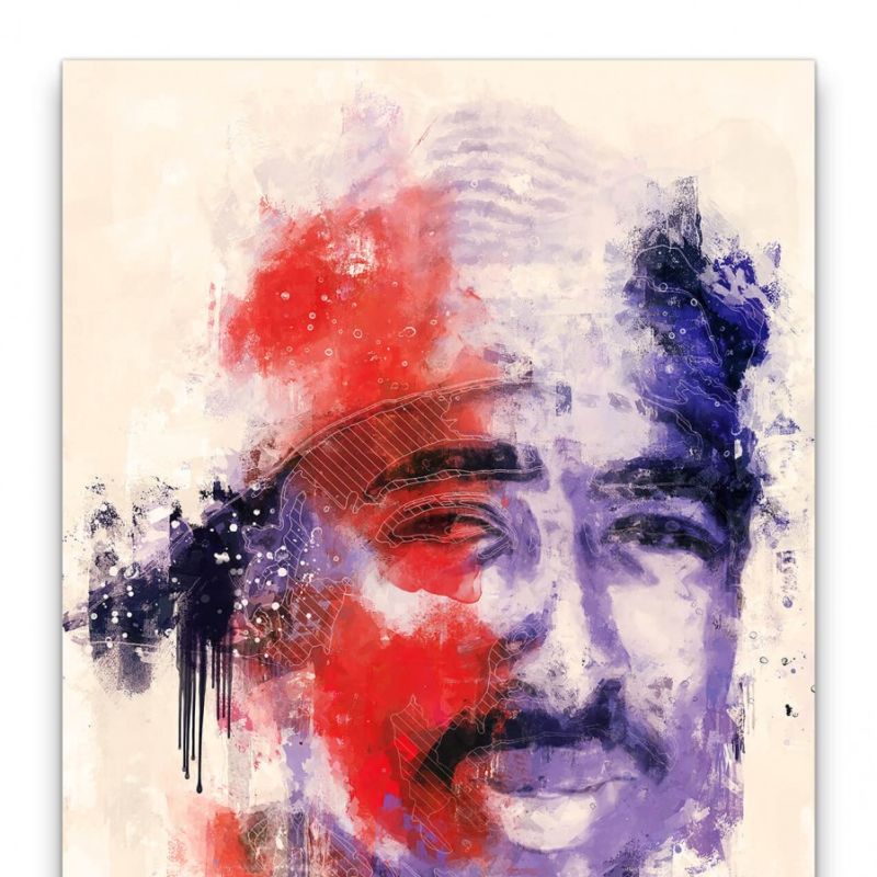 Tupac Shakur Porträt Abstrakt Kunst Musiklegende Rapper Westcoast Hip Hop 60x90cm Leinwandbild