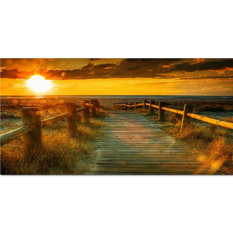 120x80cm Sonnenuntergang Strand Meer Steg