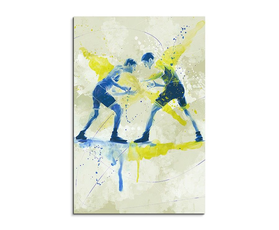 Ringen 90x60cm SPORTBILDER Paul Sinus Art Splash Art Wandbild Aquarell Art