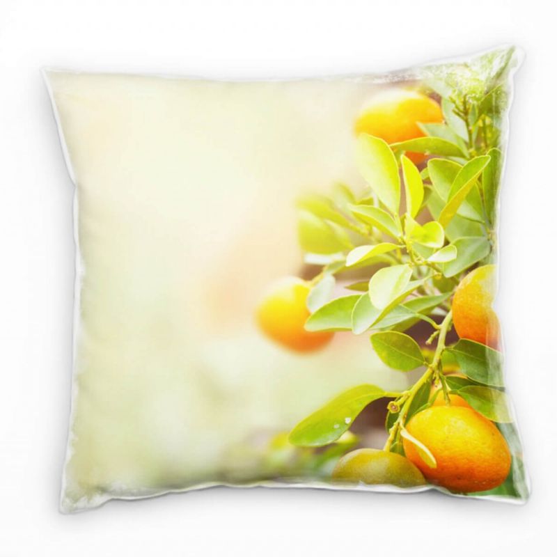 Natur, Mandarinen, Baum, orange, grün Deko Kissen 40x40cm für Couch Sofa Lounge Zierkissen