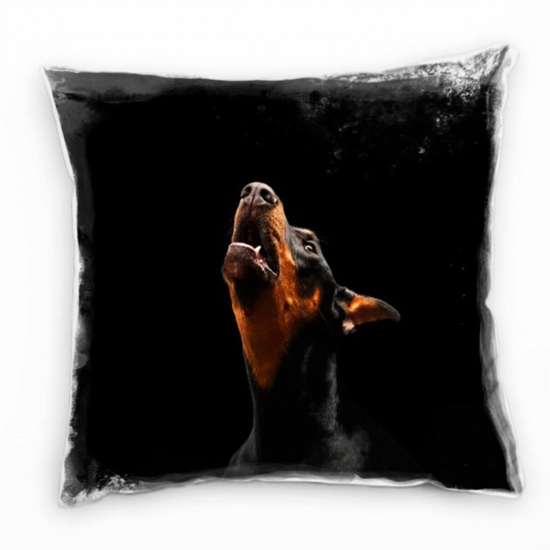 Tiere, Dobermann, schwarz, braun Deko Kissen 40x40cm für Couch Sofa Lounge Zierkissen