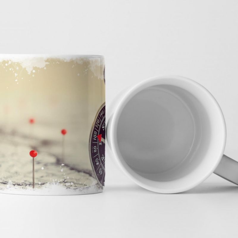 Tasse Geschenk  Kompass – Fotografie Landkarte