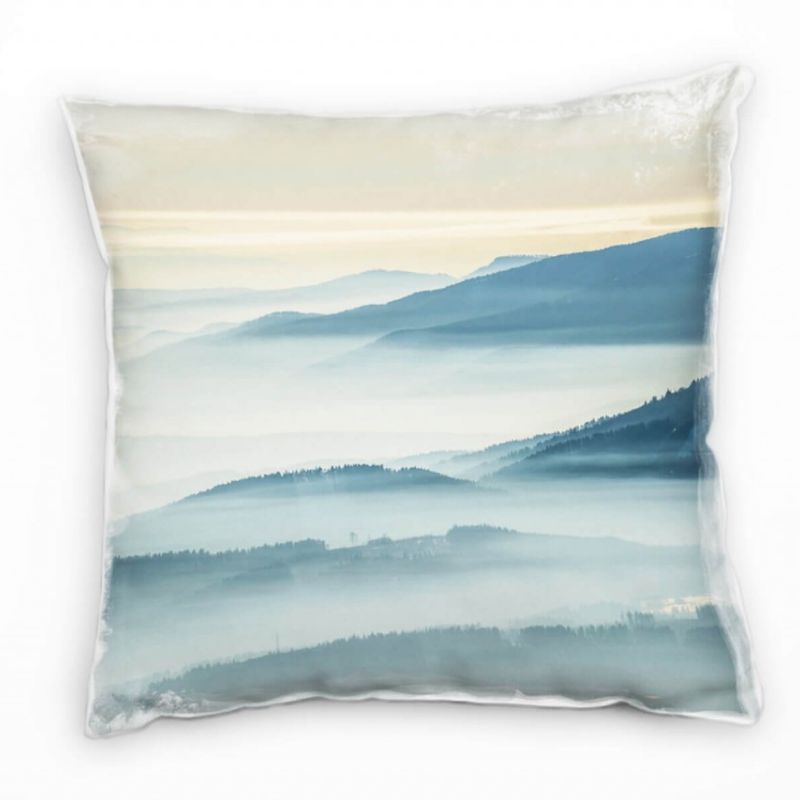 Landschaft, Nebel, Berge, grau Deko Kissen 40x40cm für Couch Sofa Lounge Zierkissen