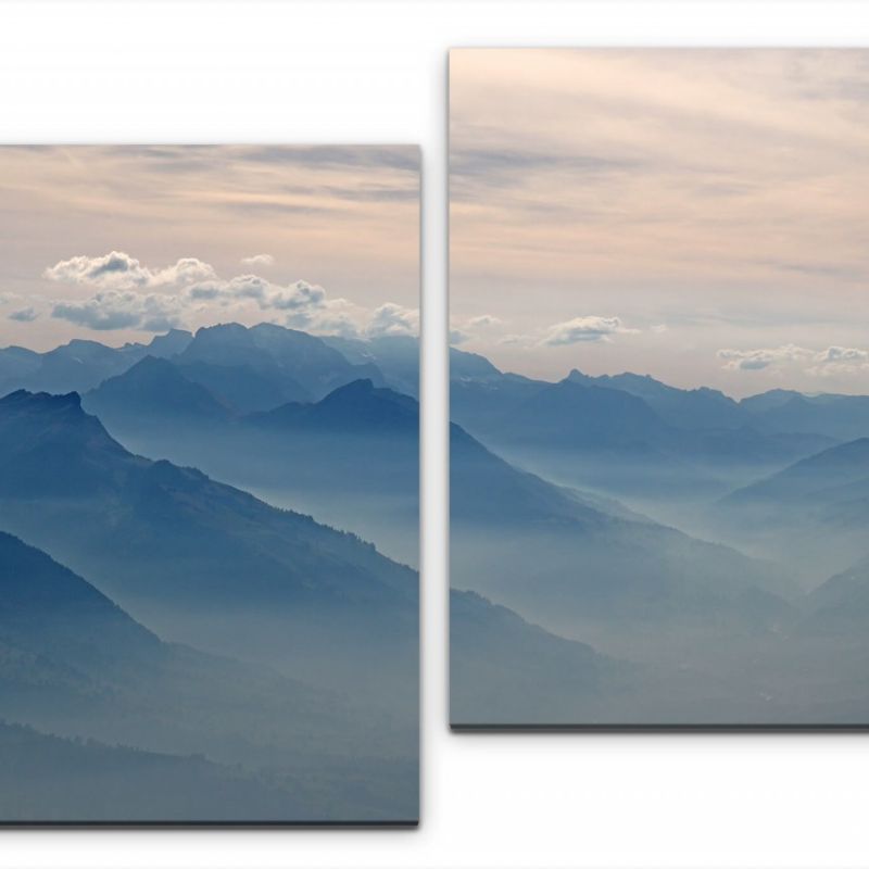 Berge mit Nebel Wandbild in verschiedenen Größen