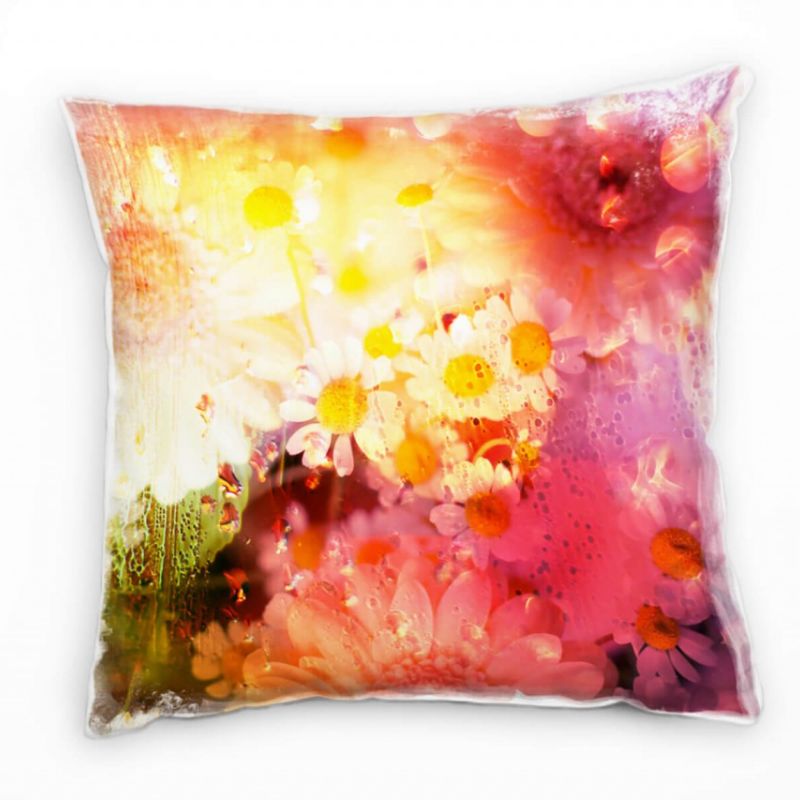 Blumen, Abstrakt, bunt, Detailaufnahme, Wassertropfen Deko Kissen 40x40cm für Couch Sofa Lounge Zier