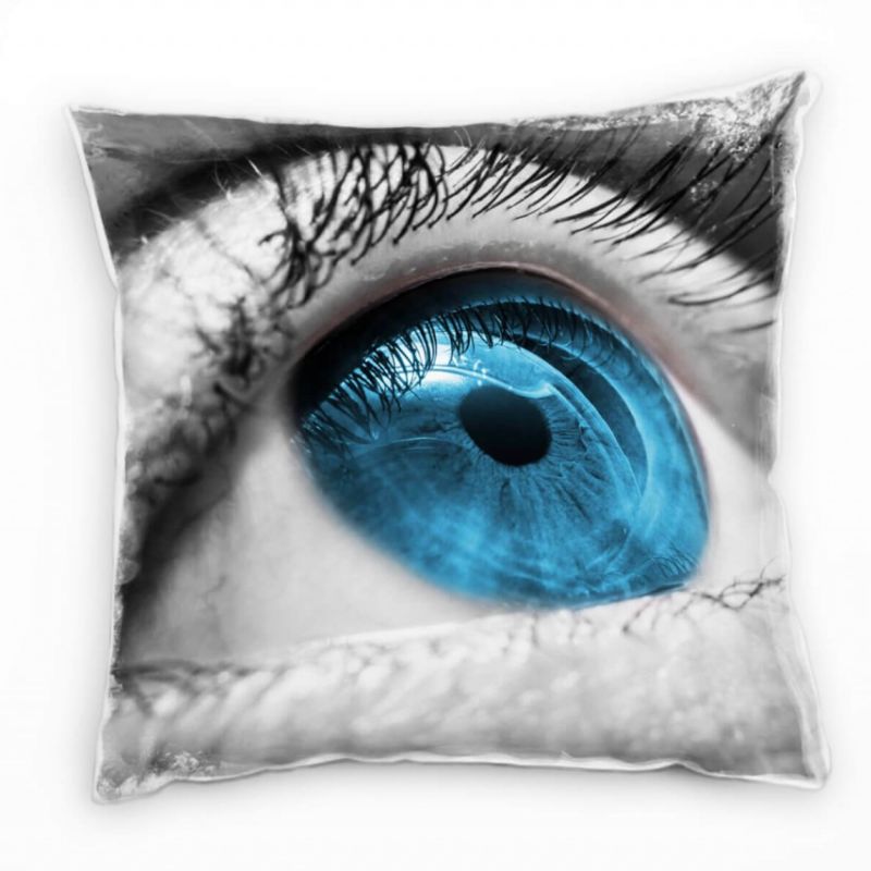 Macro, Mensch, Auge, blau, grau Deko Kissen 40x40cm für Couch Sofa Lounge Zierkissen