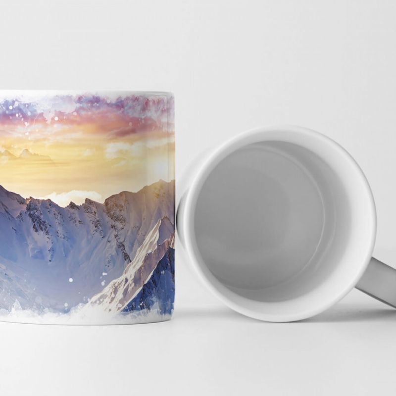 Tasse Geschenk Landschaftsfotografie – Wintergebirge bei Sonnenuntergang Österreich