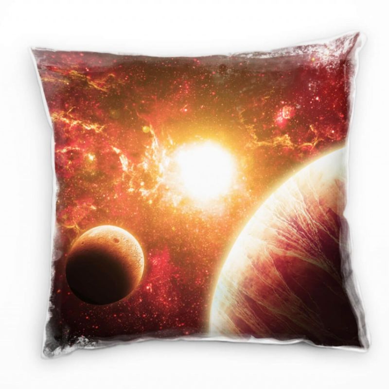 Abstrakt, Natur, Universum, Planeten, rot, orange Deko Kissen 40x40cm für Couch Sofa Lounge Zierkiss