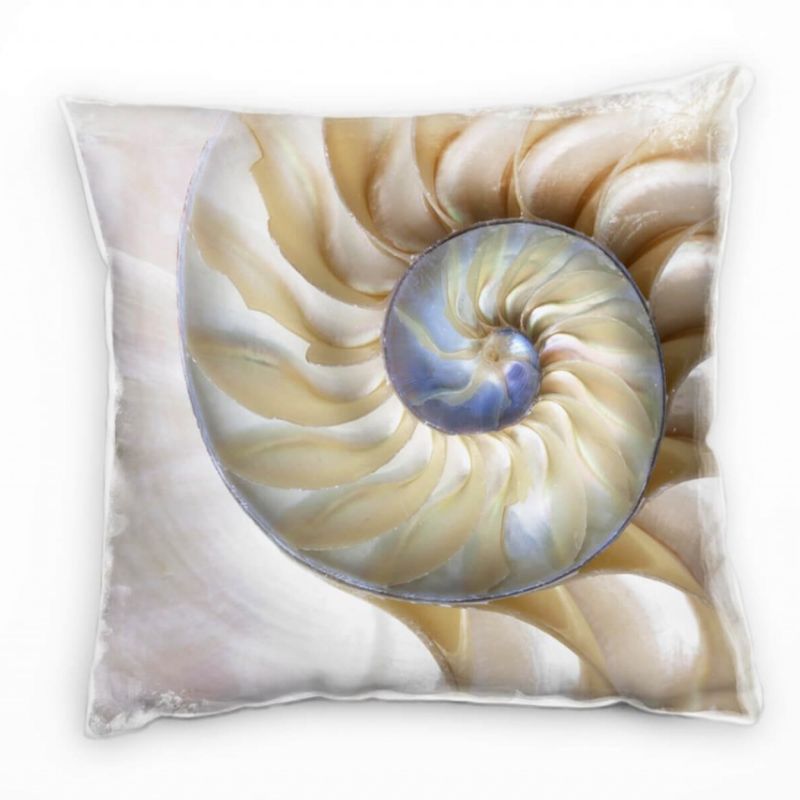 Natur, Macro, braun, Nautilus-Muschel Deko Kissen 40x40cm für Couch Sofa Lounge Zierkissen