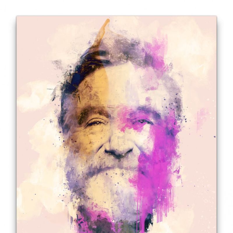 Robin Williams Porträt Abstrakt Kunst Filmlegende Schauspieler 60x90cm Leinwandbild