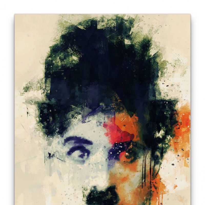 Charlie Chaplin Porträt Abstrakt Kunst Filmikone Komiker 60x90cm Leinwandbild