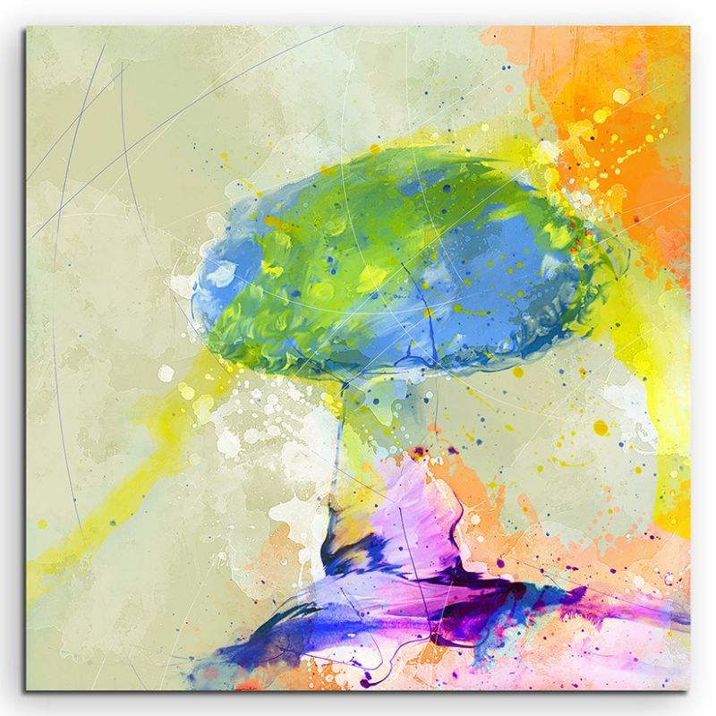 Pilz 60x60cm Aquarell Art Leinwandbild