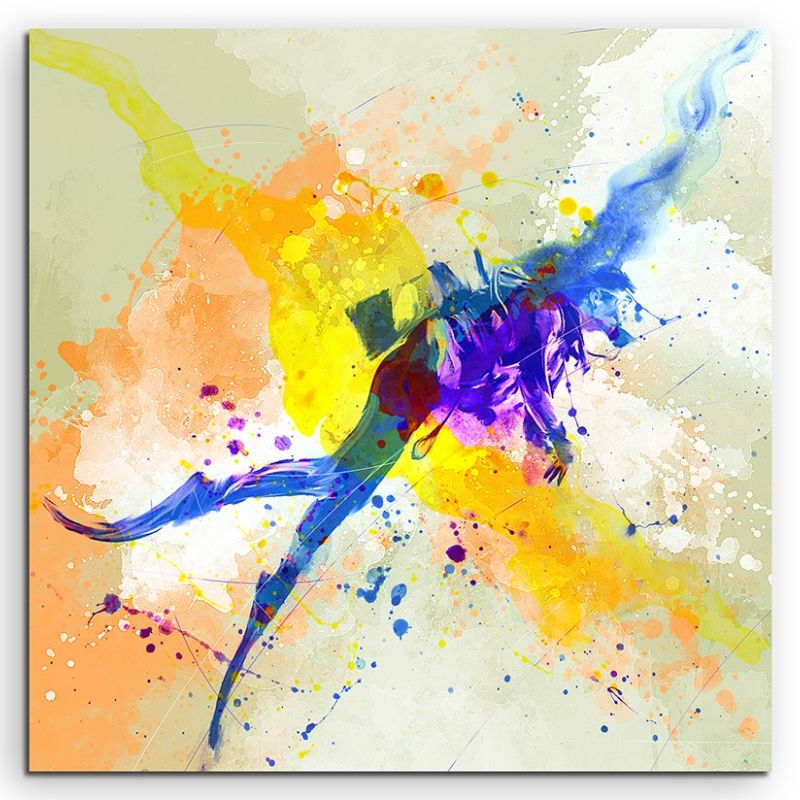 Taucher 60x60cm Aquarell Art Leinwandbild