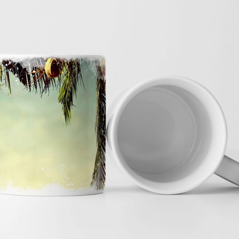 Tasse Geschenk Landschaftsfotografie – Palme am Sepiastrand