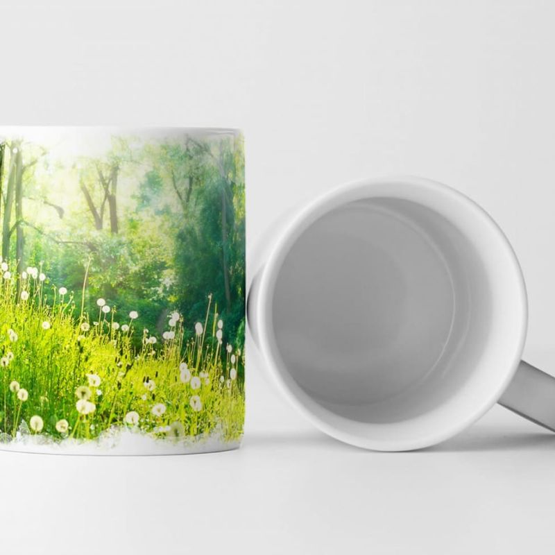 Tasse Geschenk Naturfotografie – Frühlingswiese mit Pusteblumen