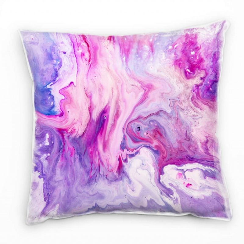 Abstrakt, gemalt, lila, pink, blau Deko Kissen 40x40cm für Couch Sofa Lounge Zierkissen