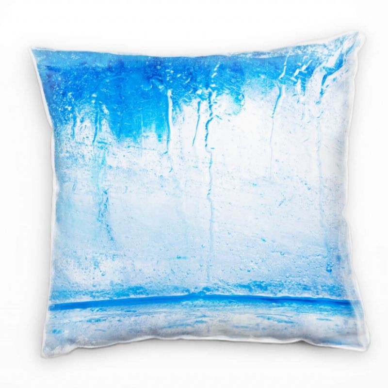 Macro, Eiswürfel, blau Deko Kissen 40x40cm für Couch Sofa Lounge Zierkissen