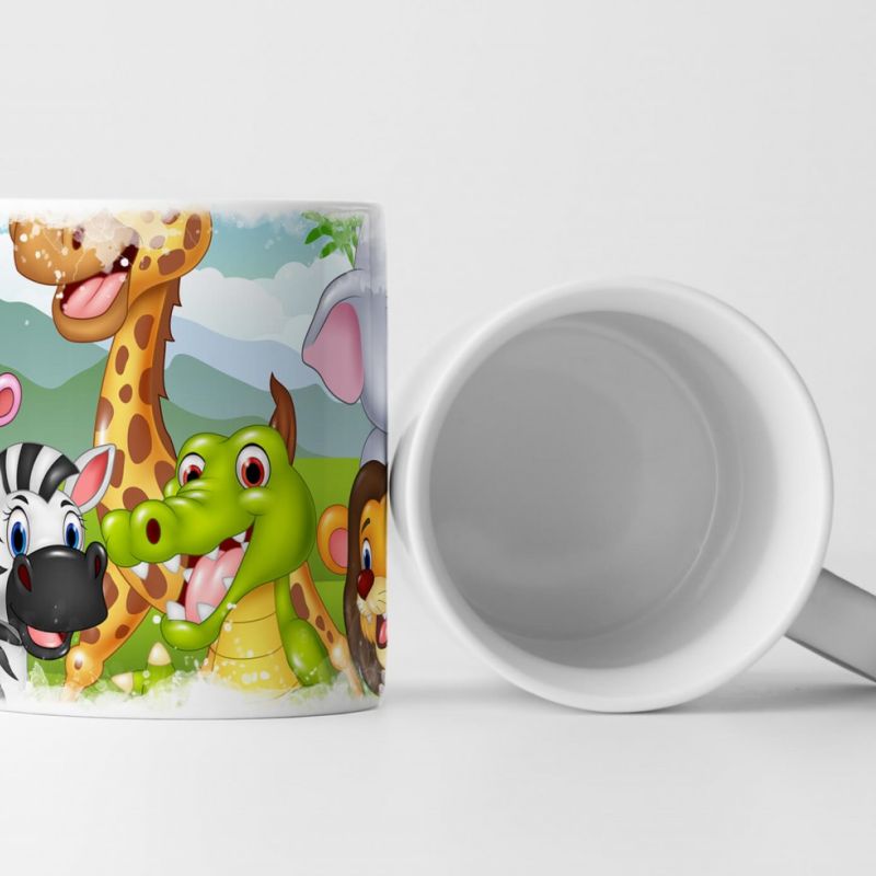 Tasse Geschenk Kindermotiv – wilde Tiere im Dschungel Cartoon