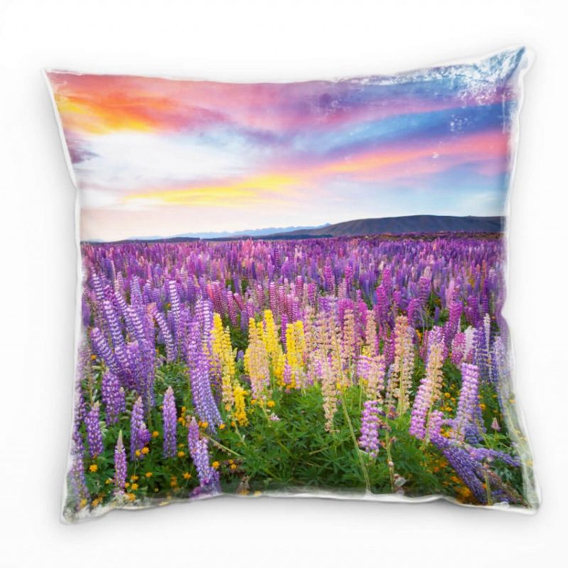 Blumen, bunt, Blumenwiese, farbenfroher Himmel Deko Kissen 40x40cm für Couch Sofa Lounge Zierkissen