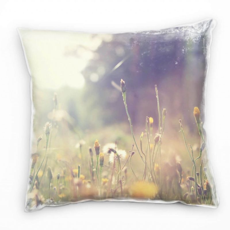 Frühling, Natur, grün, braun, viele Blumen Deko Kissen 40x40cm für Couch Sofa Lounge Zierkissen