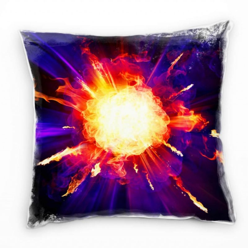 Abstrakt, lila, rot, gelb, schwarz, Explosion, Feuerball Deko Kissen 40x40cm für Couch Sofa Lounge Z