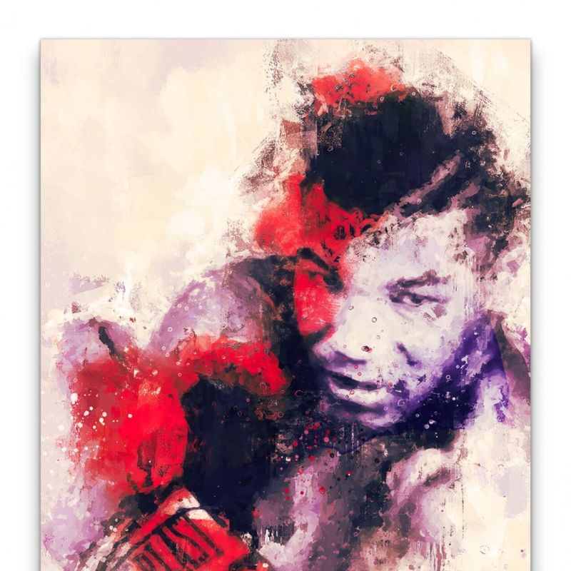 Mike Tyson Abstrakt Kunst Boxer Boxlegende rote Farbe 60x90cm Leinwandbild