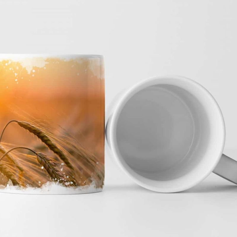 Tasse Geschenk Naturfotografie – Goldenes Weizenfeld in der Sonne