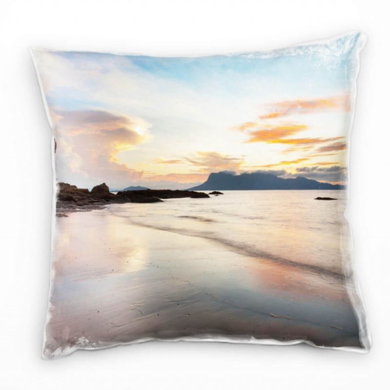 Strand und Meer, Malaysia, Sonnenuntergang Deko Kissen 40x40cm für Couch Sofa Lounge Zierkissen