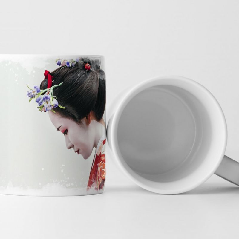 Tasse Geschenk Geisha im Profil