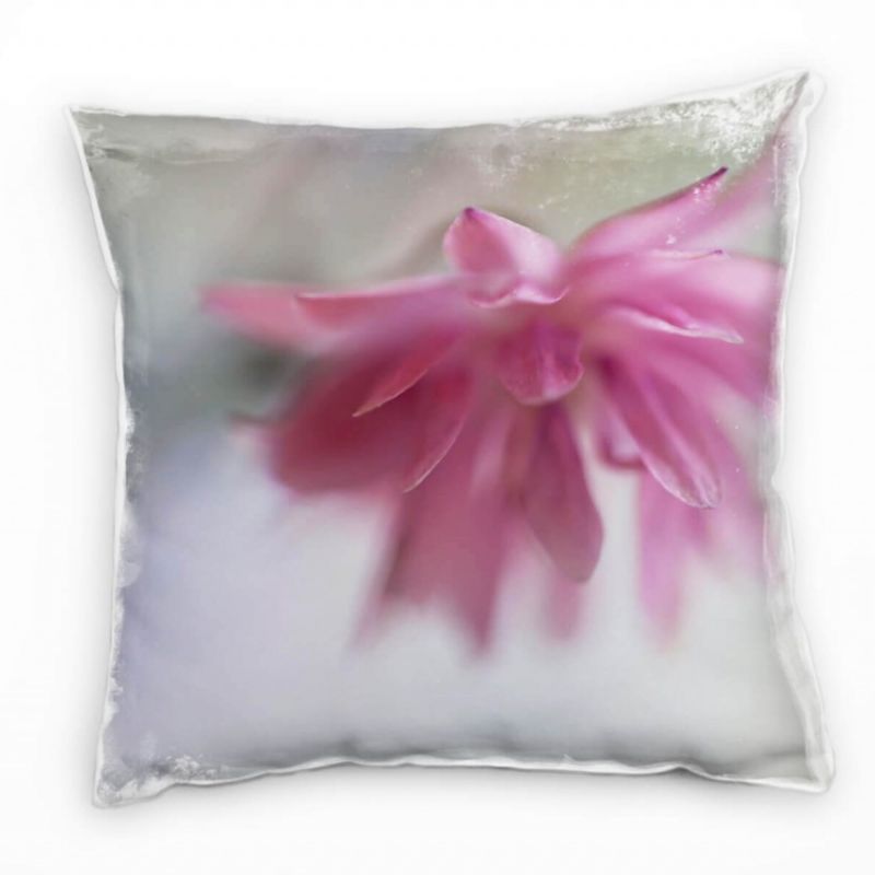 Blumen, Blüte, unscharf, pink, grün Deko Kissen 40x40cm für Couch Sofa Lounge Zierkissen