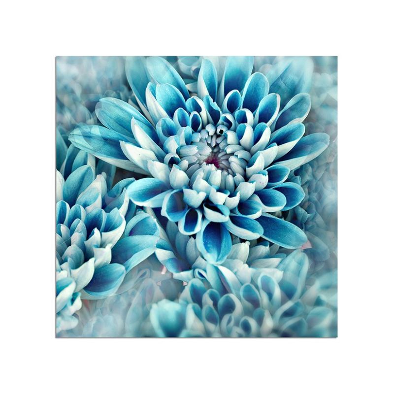 80x80cm Blume blühen blau abstrakt