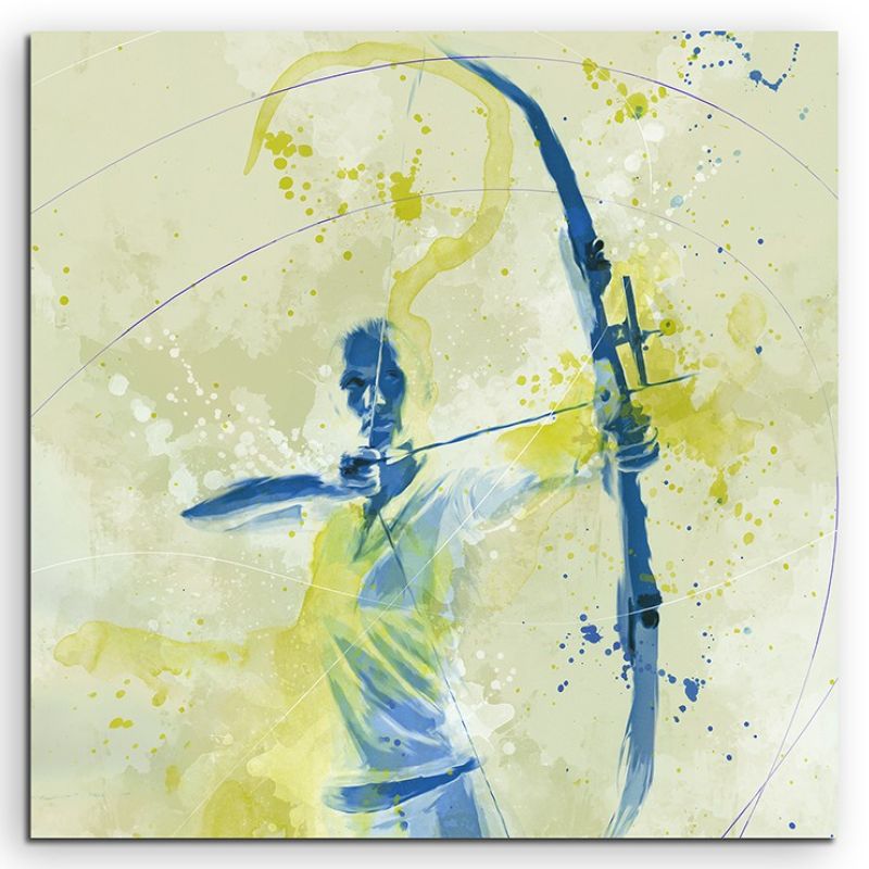 Bogenschiessen I 60x60cm SPORTBILDER Paul Sinus Art Splash Art Wandbild Aquarell Art