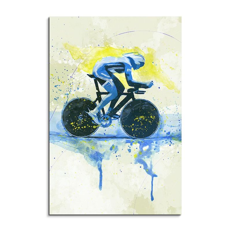 Radsport II 90x60cm SPORTBILDER Paul Sinus Art Splash Art Wandbild Aquarell Art