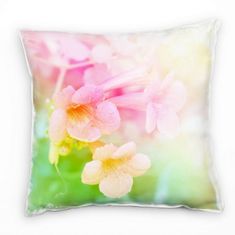 Blumen, rosa, gelb, grün, Pastellfarben, Unscharf Deko Kissen 40x40cm für Couch Sofa Lounge Zierkiss