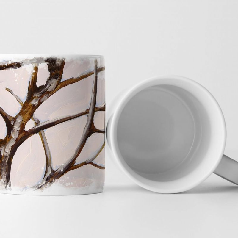 Tasse Geschenk Bild eines einsamen blattlosen Baums