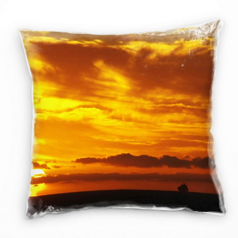 Landschaft, Natur, orange, Sonnenuntergang, Schiffe, Deko Kissen 40x40cm für Couch Sofa Lounge Zierk