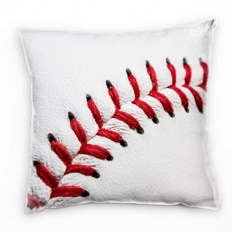 Macro, Baseball, weiß, rot, schwarz Deko Kissen 40x40cm für Couch Sofa Lounge Zierkissen