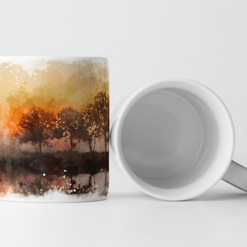 Tasse Geschenk Herbstlandschaft Wasserfarben