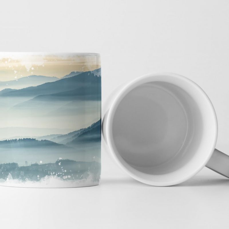 Tasse Geschenk Landschaft im Nebel – Grautöne