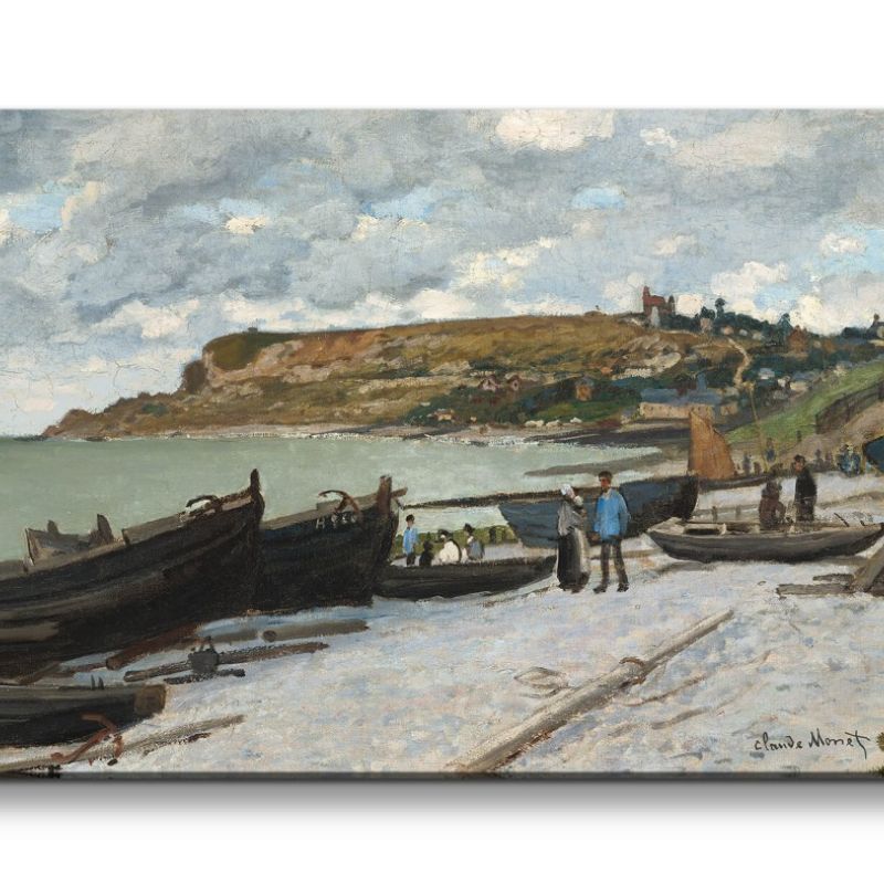 Remaster 120x60cm Claude Monet Impressionismus weltberühmtes Wandbild Boote am Strand Zeitlos