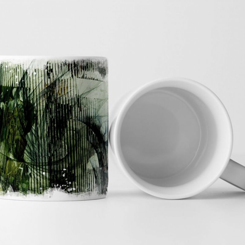 Tasse Geschenk Spachtelmuster, Muster, dunkelgrüne Farben