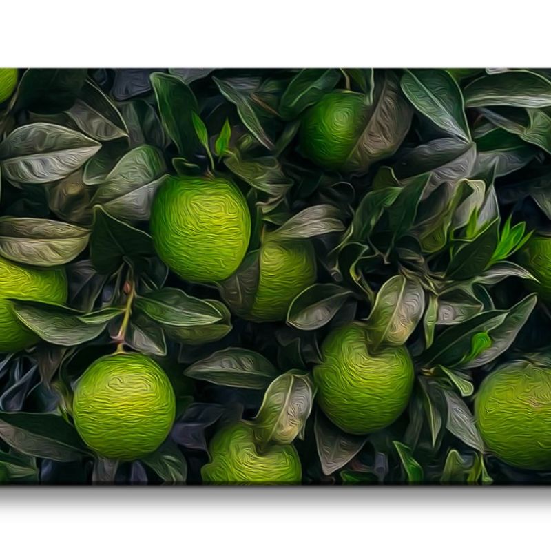 Leinwandbild 120x60cm Süße Limette Kunstvoll Grün Orange Dekorativ Natur