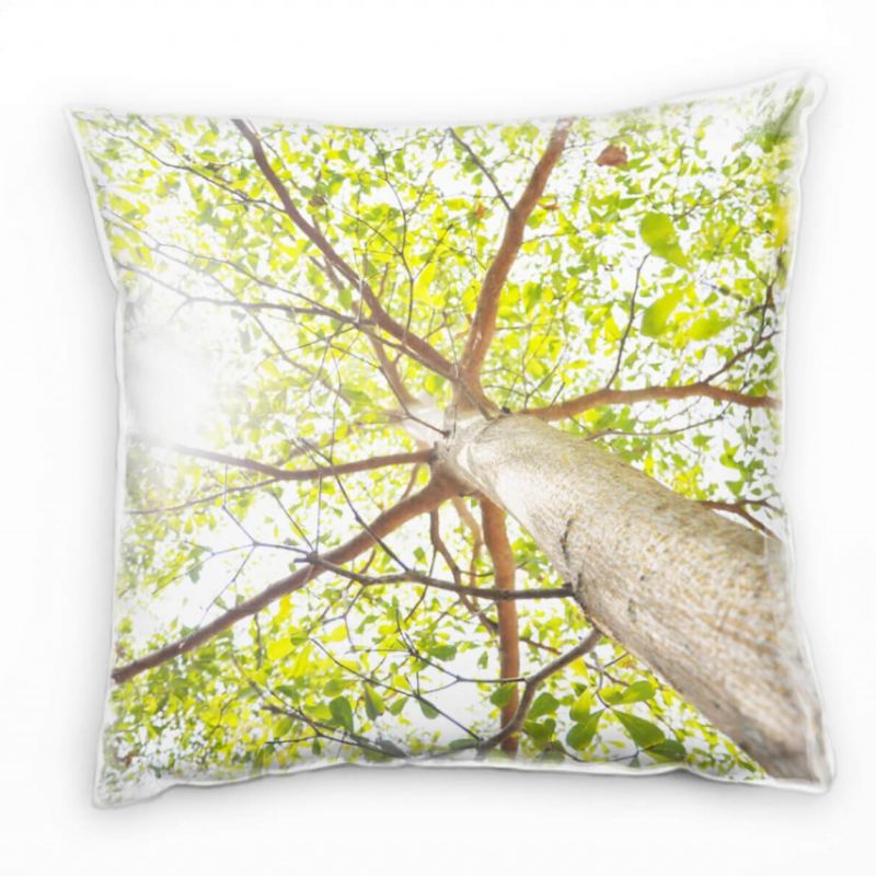 Frühling, Baum von unten, Sonne, grün, braun Deko Kissen 40x40cm für Couch Sofa Lounge Zierkissen