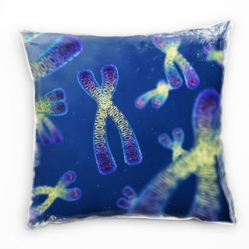 Abstrakt, Macro, Chromosom, DNA, gelb, blau Deko Kissen 40x40cm für Couch Sofa Lounge Zierkissen