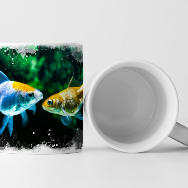 Tasse Geschenk zwei Goldfische im Dunkeln