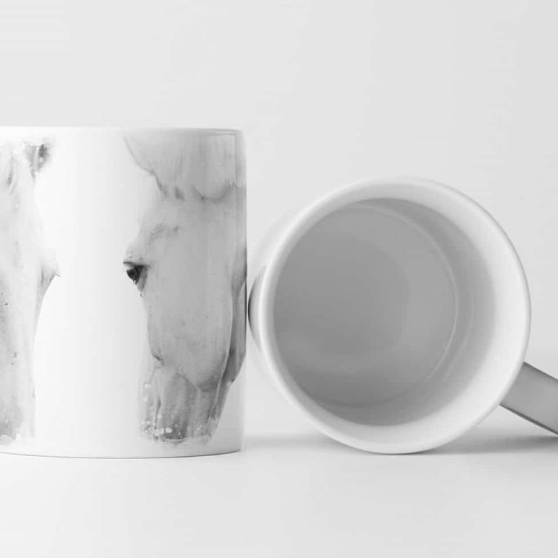 Tasse Geschenk Tierfotografie – Weiße Pferde auf weißem Grund