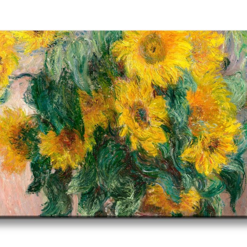 Remaster 120x60cm Claude Monet Impressionismus weltberühmtes Wandbild Bouquet of Sunflowers zeitlose